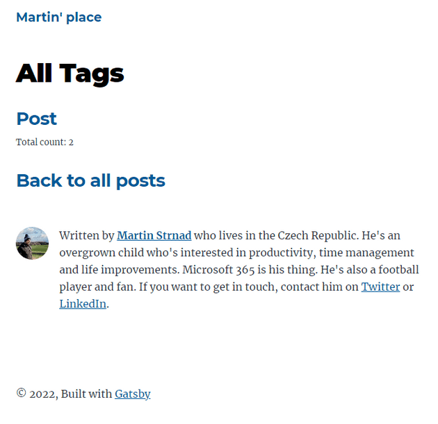 Tags page