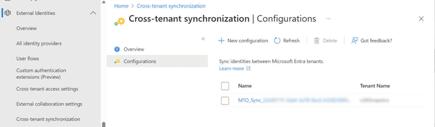 Cross-tenant synchronization configuration